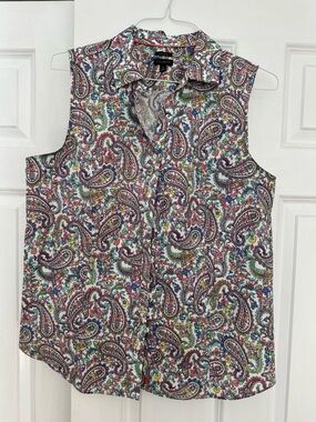 Talbots Multicolor Paisley Sleeveless Button-Front size 16 wrinkle resistant